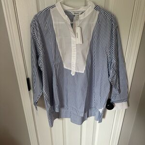 Spanx NWT Blue and White Striped Blouse - size large